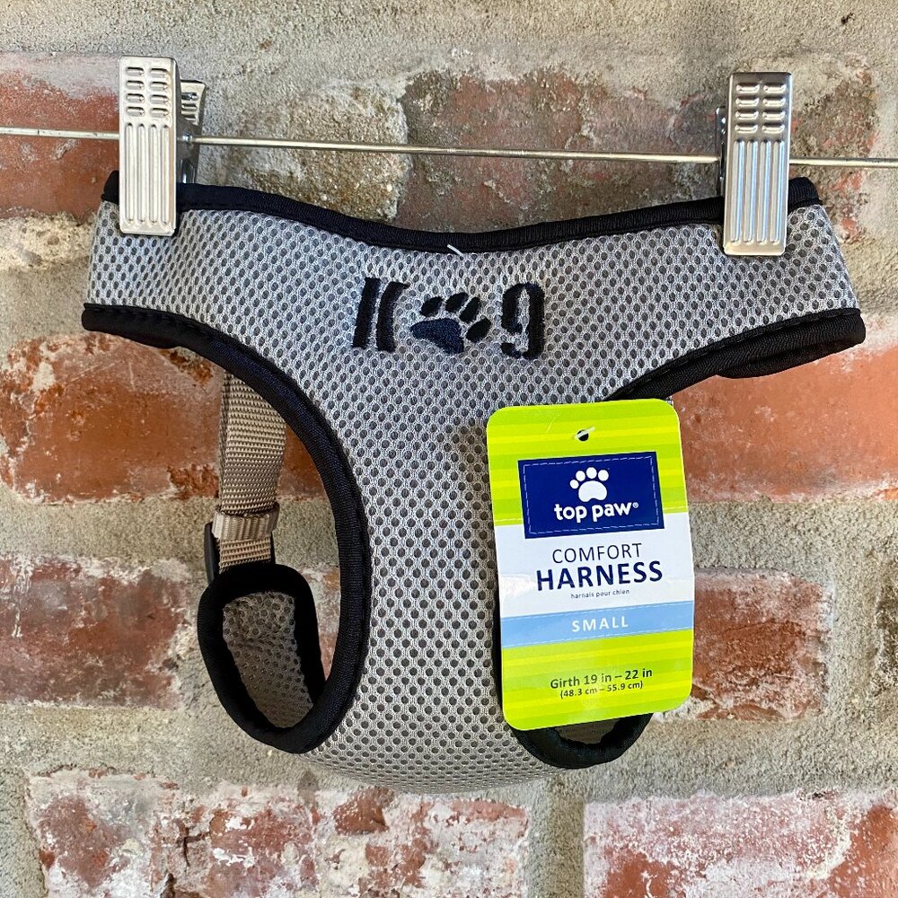 Top Paw Comfort Harness, Small (girth 19-22"), Grey, K-9 graphic, NWT.